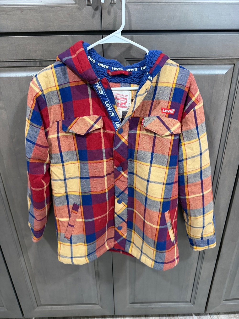 Levi's Kids Red, Yellow & Blue Plaid Hooded Jacket